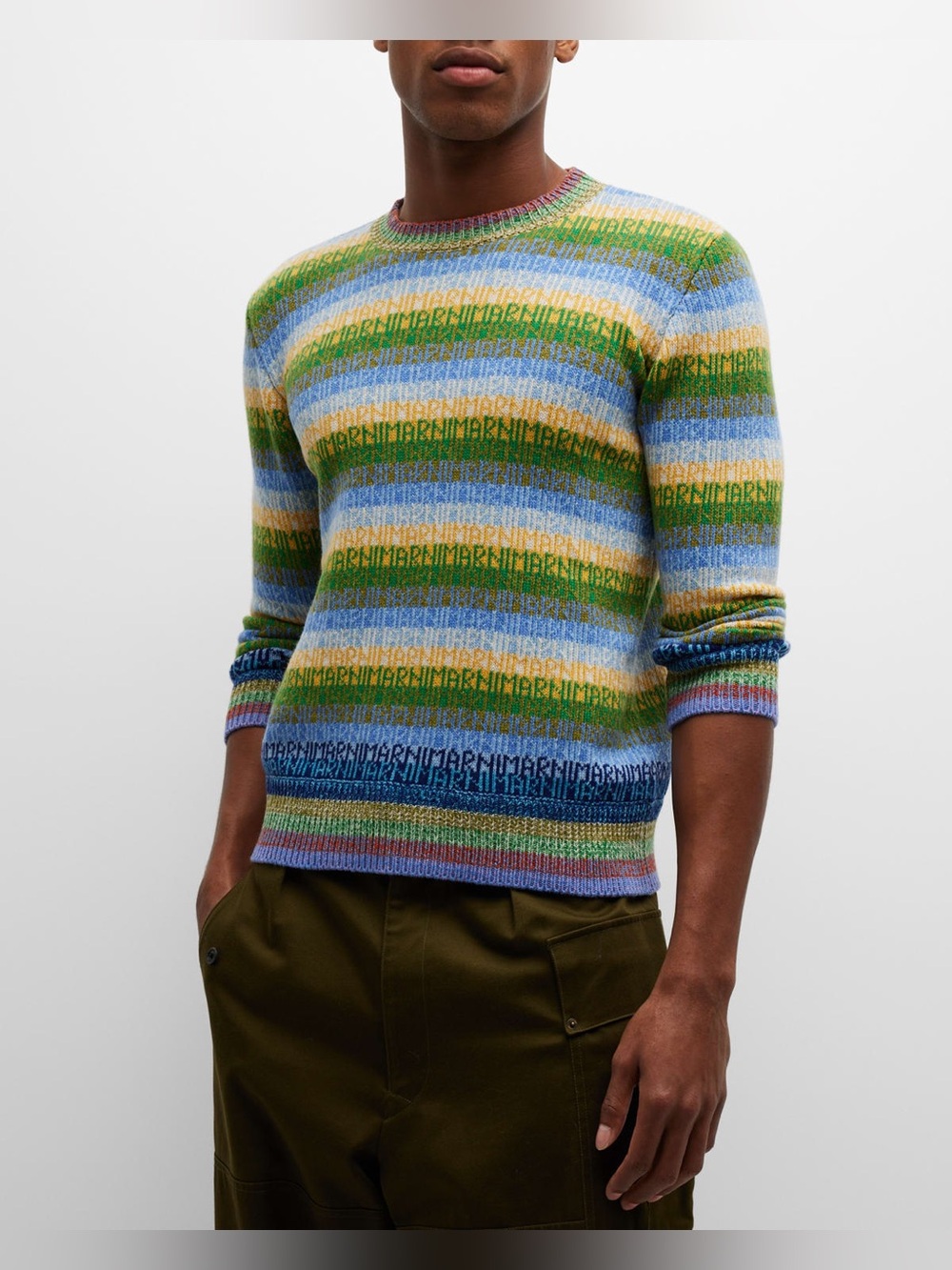 NWT Marni Multicolor Striped wool Crewneck Sweater